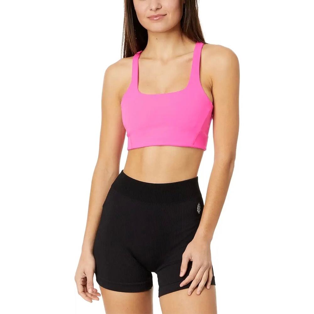 FREE PEOPLE MOVEMENT Never Better Square Neck Sport Bra Womens Small Hot Pink